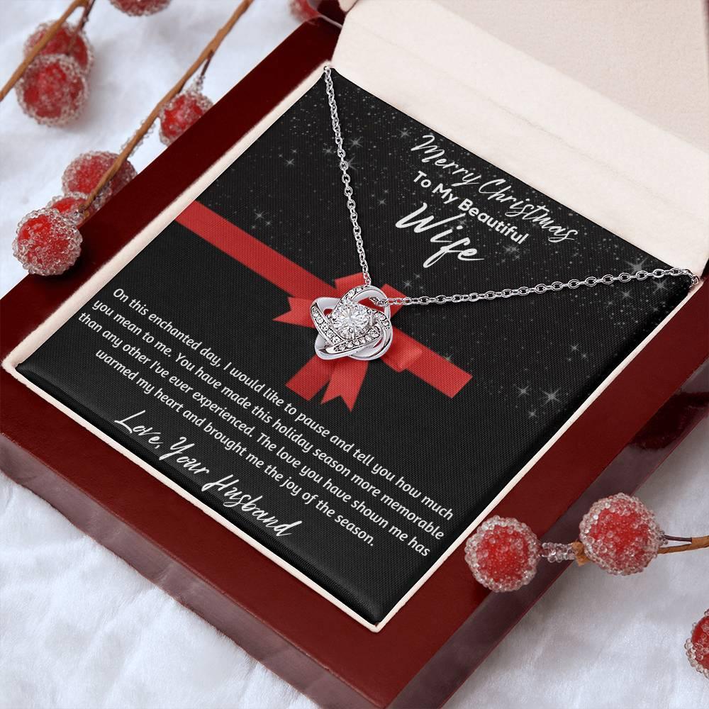 To My Beautiful Wife - Love Knot Necklace - Gift Set - SLDDL0048 - Sunshine Letters Co
