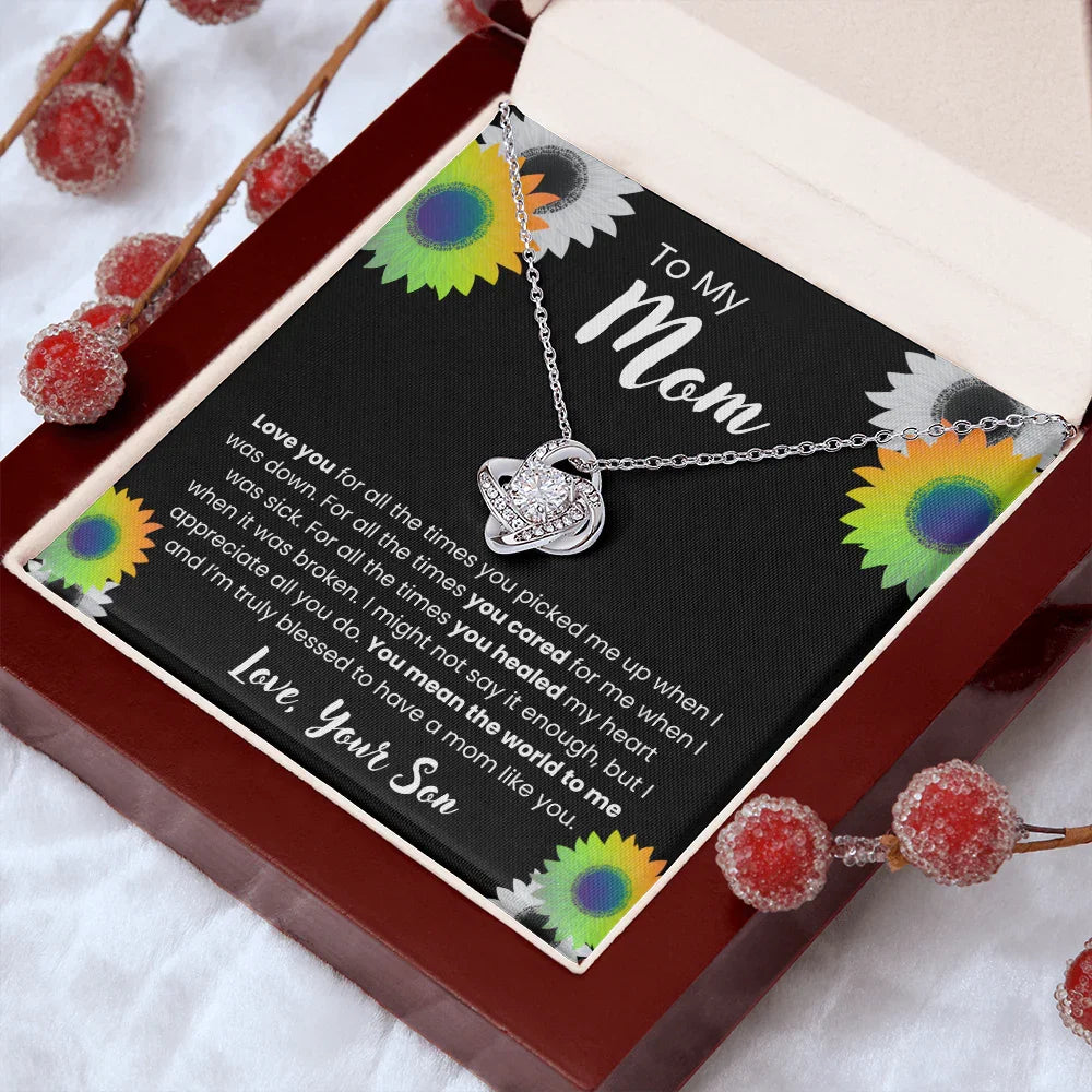 To My Mom - Love Knot Necklace - Gift Set - SLDDL0106 - Sunshine Letters Co