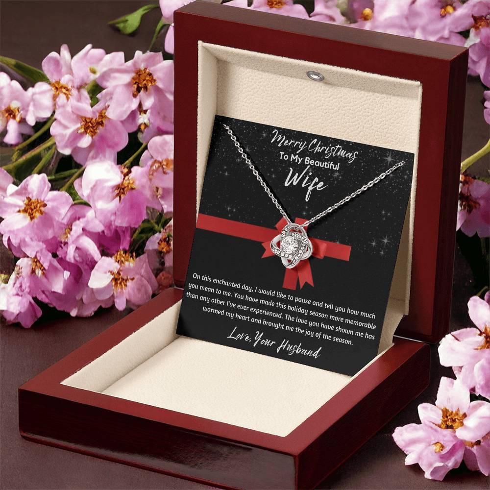 To My Beautiful Wife - Love Knot Necklace - Gift Set - SLDDL0048 - Sunshine Letters Co
