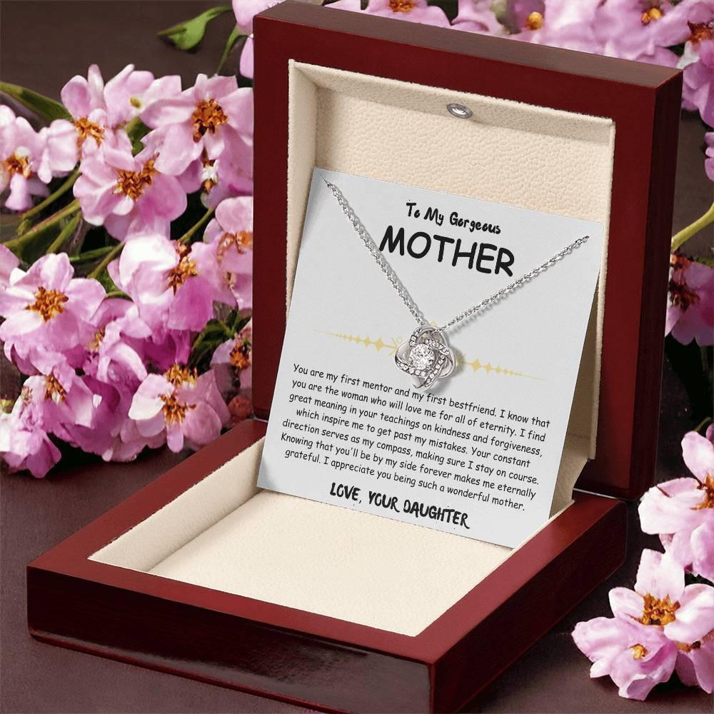 To My Gorgeous Mother - Love Knot Necklace - Mother's Day Gift Set - SLDDL0027 - Sunshine Letters Co