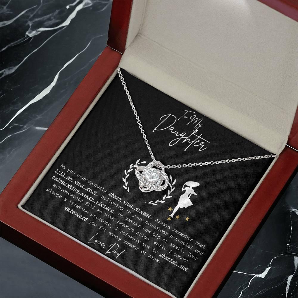 To My Daughter - Love Knot Necklace Gift Set - SLDDL0044 - Sunshine Letters Co