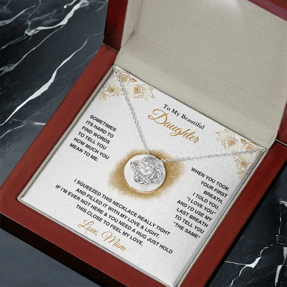 To My Beautiful Daughter - Love Knot Necklace - Gift Set - SLDDL0089 - Sunshine Letters Co