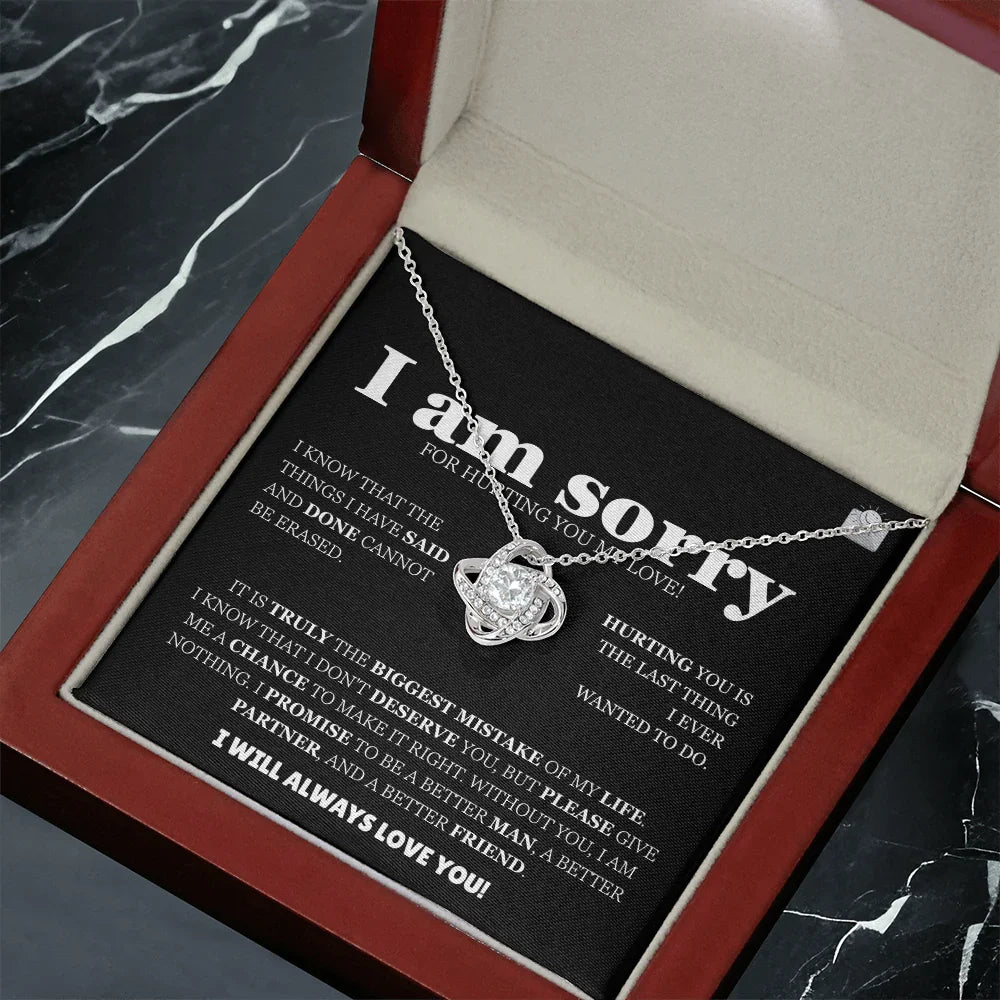 I am sorry - Love Knot Necklace - Apology Gift Set - SLDDL0126 - Sunshine Letters Co