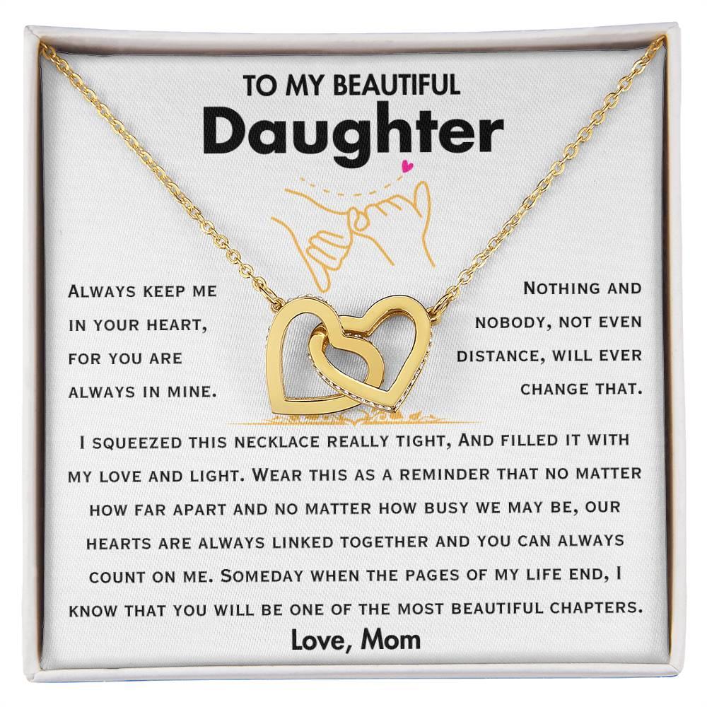 To My Beautiful Daughter - Interlocking Hearts Necklace Gift Set - SLDDL0046 - Sunshine Letters Co