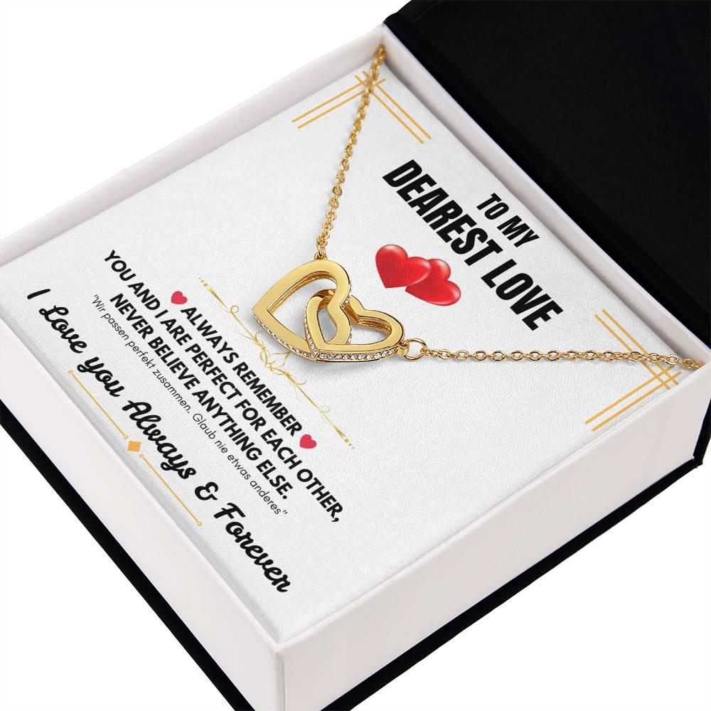 To My Dearest Love - Interlocking Hearts Necklace - Gift Set - SLDDL0061 - Sunshine Letters Co