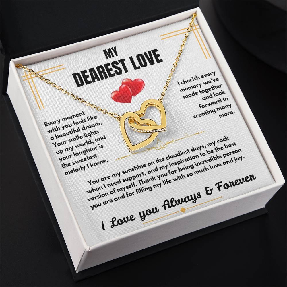 To My Dearest Love - Interlocking Hearts Necklace - Gift Set - SLDDL0059 - Sunshine Letters Co