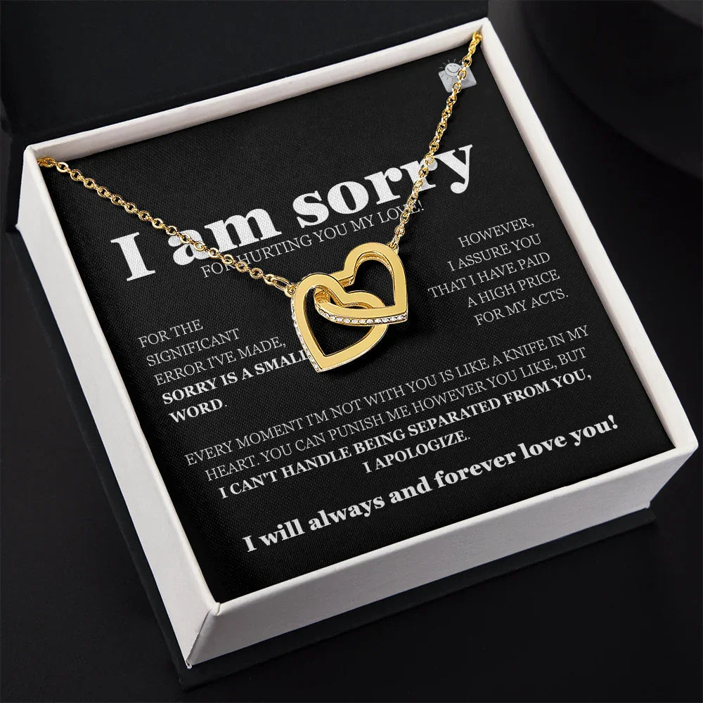 I am sorry - Interlocking Hearts Necklace - Gift Set - SLDDL0118 - Sunshine Letters Co