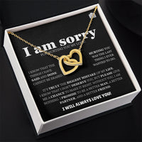 I am sorry - Interlocking Hearts Gold Necklace - Apology Gift Set - SLDDL0130 - Sunshine Letters Co