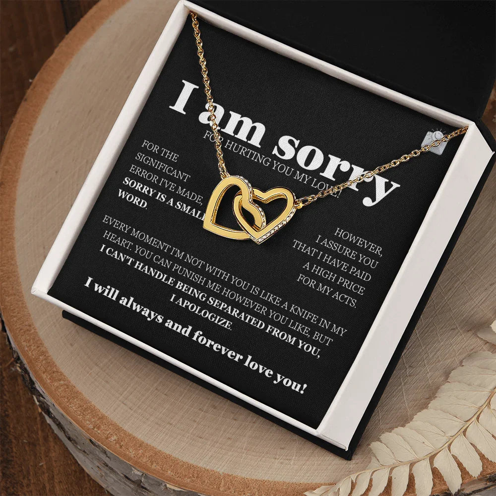 I am sorry - Interlocking Hearts Necklace - Gift Set - SLDDL0118 - Sunshine Letters Co