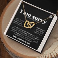 I am sorry - Interlocking Hearts Gold Necklace - Apology Gift Set - SLDDL0130 - Sunshine Letters Co