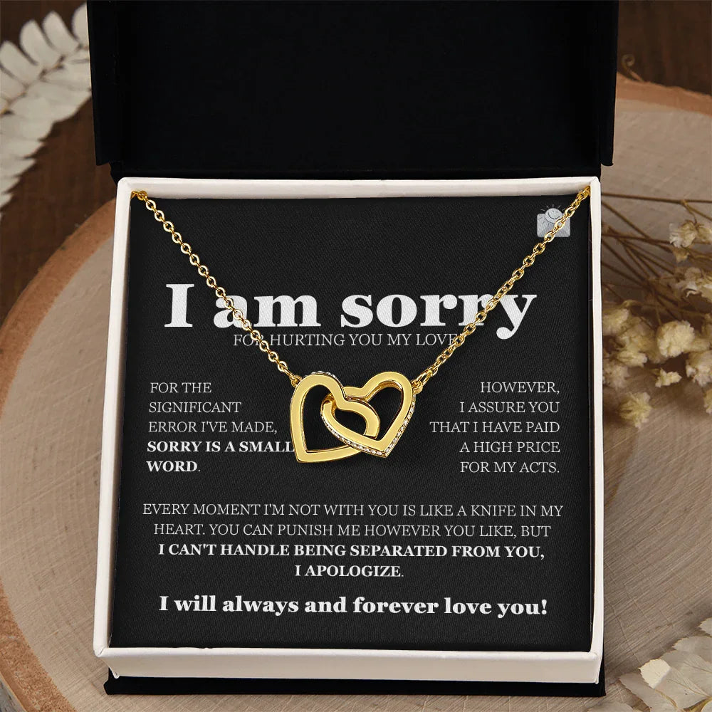 I am sorry - Interlocking Hearts Necklace - Gift Set - SLDDL0118 - Sunshine Letters Co