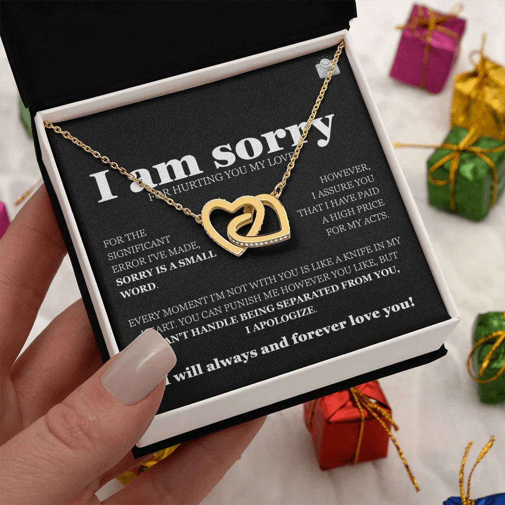 I am sorry - Interlocking Hearts Necklace - Gift Set - SLDDL0118 - Sunshine Letters Co