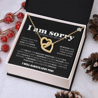 I am sorry - Interlocking Hearts Gold Necklace - Apology Gift Set - SLDDL0130 - Sunshine Letters Co