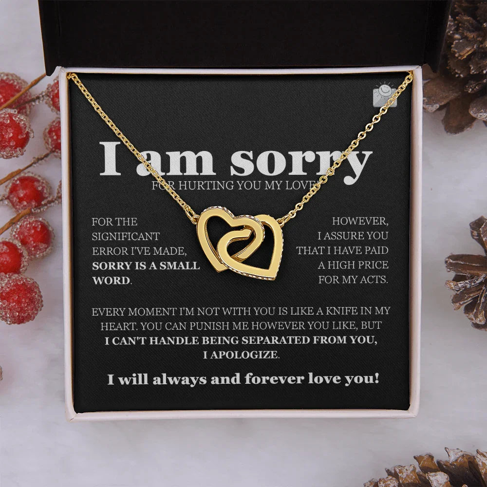 I am sorry - Interlocking Hearts Necklace - Gift Set - SLDDL0118 - Sunshine Letters Co