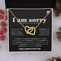 I am sorry - Interlocking Hearts Gold Necklace - Apology Gift Set - SLDDL0130 - Sunshine Letters Co