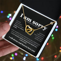 I am sorry - Interlocking Hearts Necklace - Gift Set - SLDDL0118 - Sunshine Letters Co