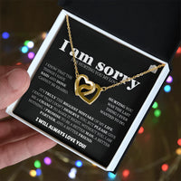 I am sorry - Interlocking Hearts Gold Necklace - Apology Gift Set - SLDDL0130 - Sunshine Letters Co