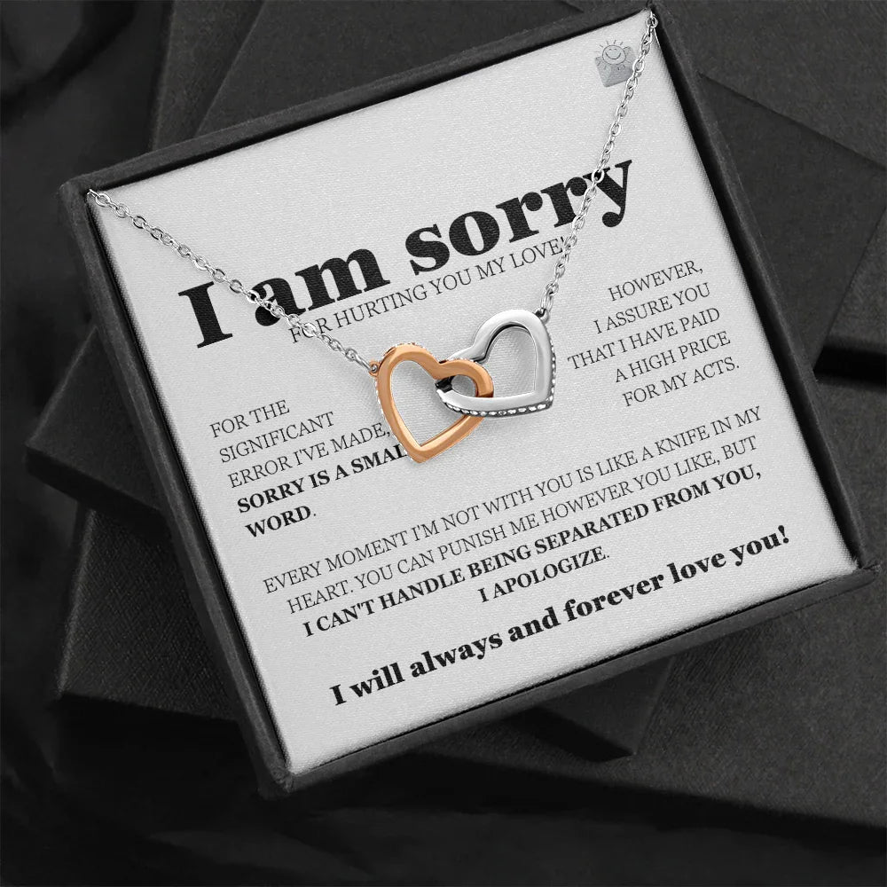 I am sorry - Interlocking Hearts Necklace - Gift Set - SLDDL0114 - Sunshine Letters Co