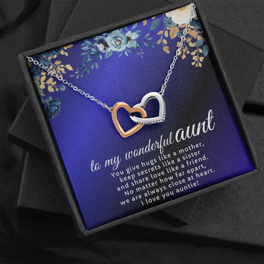To My Wonderful Aunt - Interlocking Hearts Necklace - Gift Set - SLDDL0120 - Sunshine Letters Co