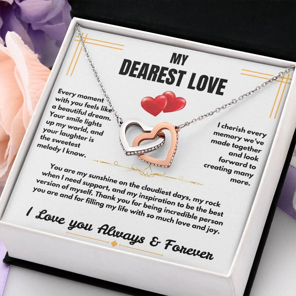 To My Dearest Love - Interlocking Hearts Necklace - Gift Set - SLDDL0059 - Sunshine Letters Co