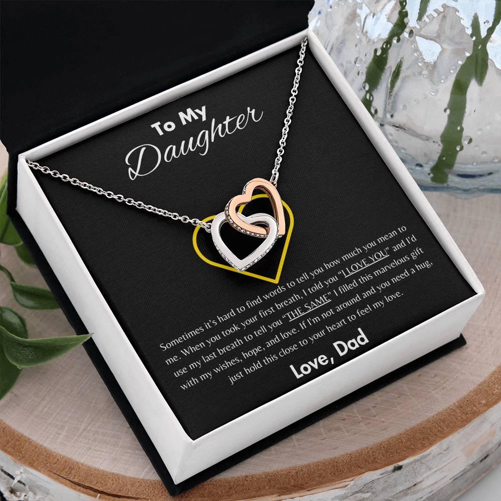 To My Daughter - Interlocking Hearts Necklace Gift Set - SLDDL0047 - Sunshine Letters Co