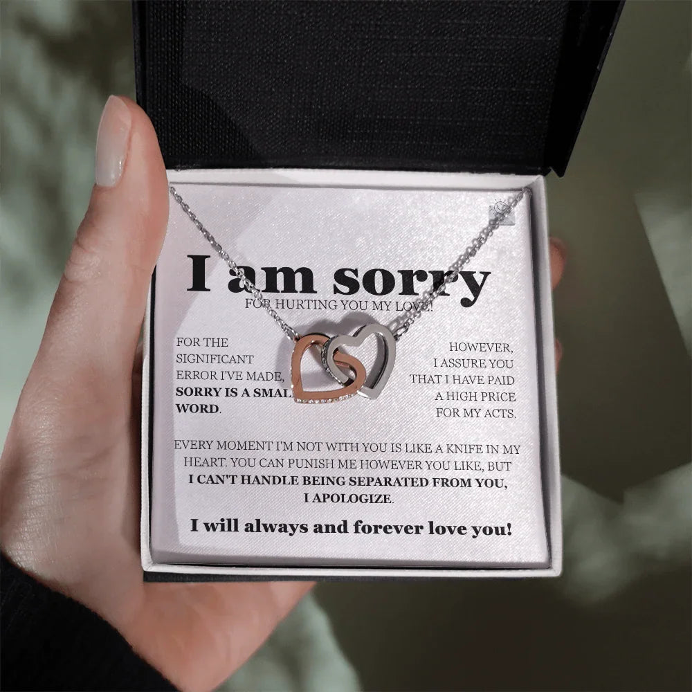 I am sorry - Interlocking Hearts Necklace - Gift Set - SLDDL0114 - Sunshine Letters Co