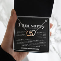I am sorry - Interlocking Hearts Necklace - Apology Gift Set - SLDDL0129 - Sunshine Letters Co