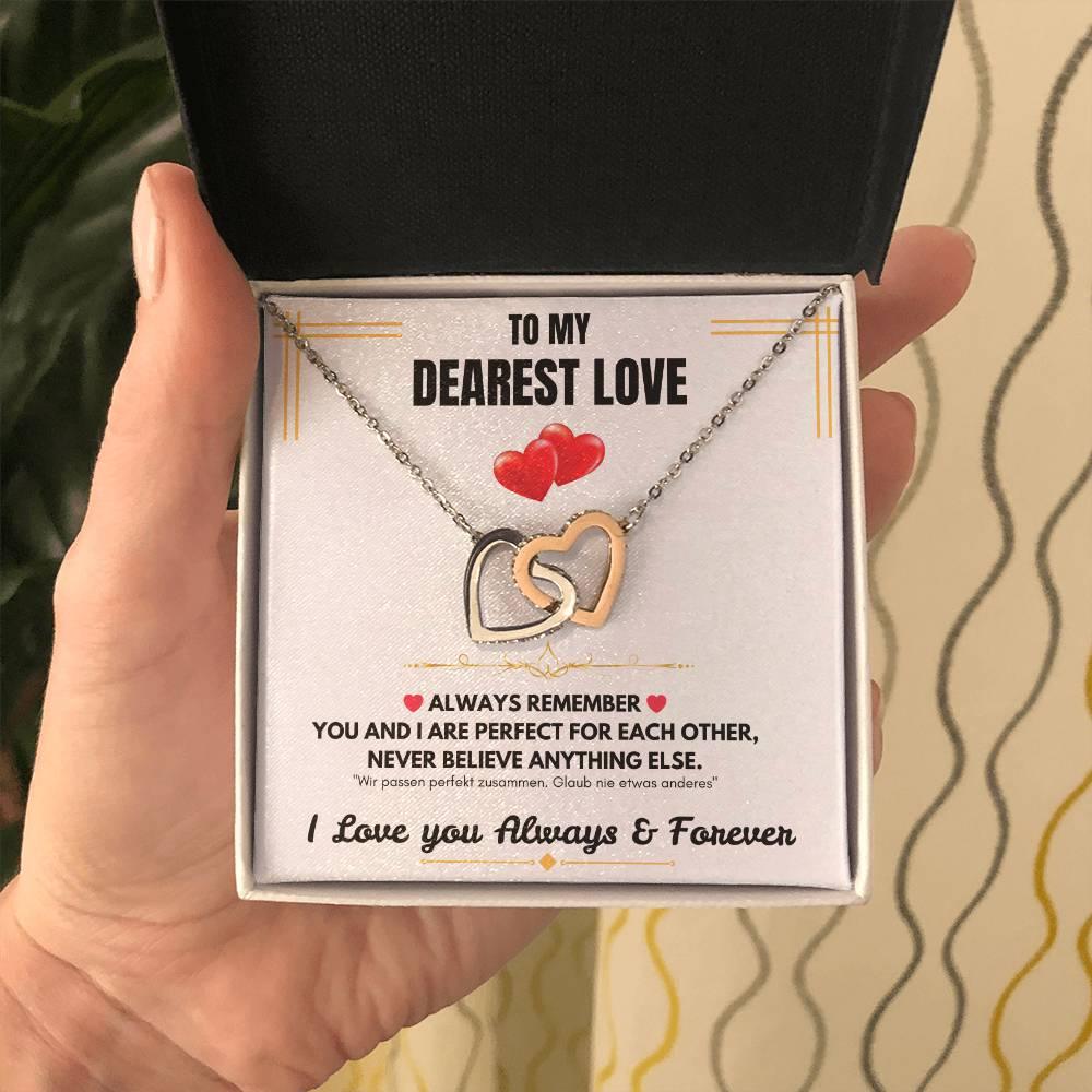 To My Dearest Love - Interlocking Hearts Necklace - Gift Set - SLDDL0061 - Sunshine Letters Co