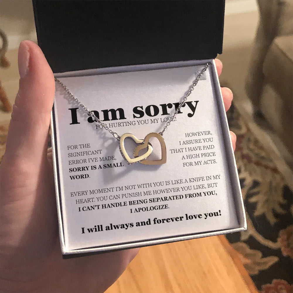 I am sorry - Interlocking Hearts Necklace - Gift Set - SLDDL0114 - Sunshine Letters Co