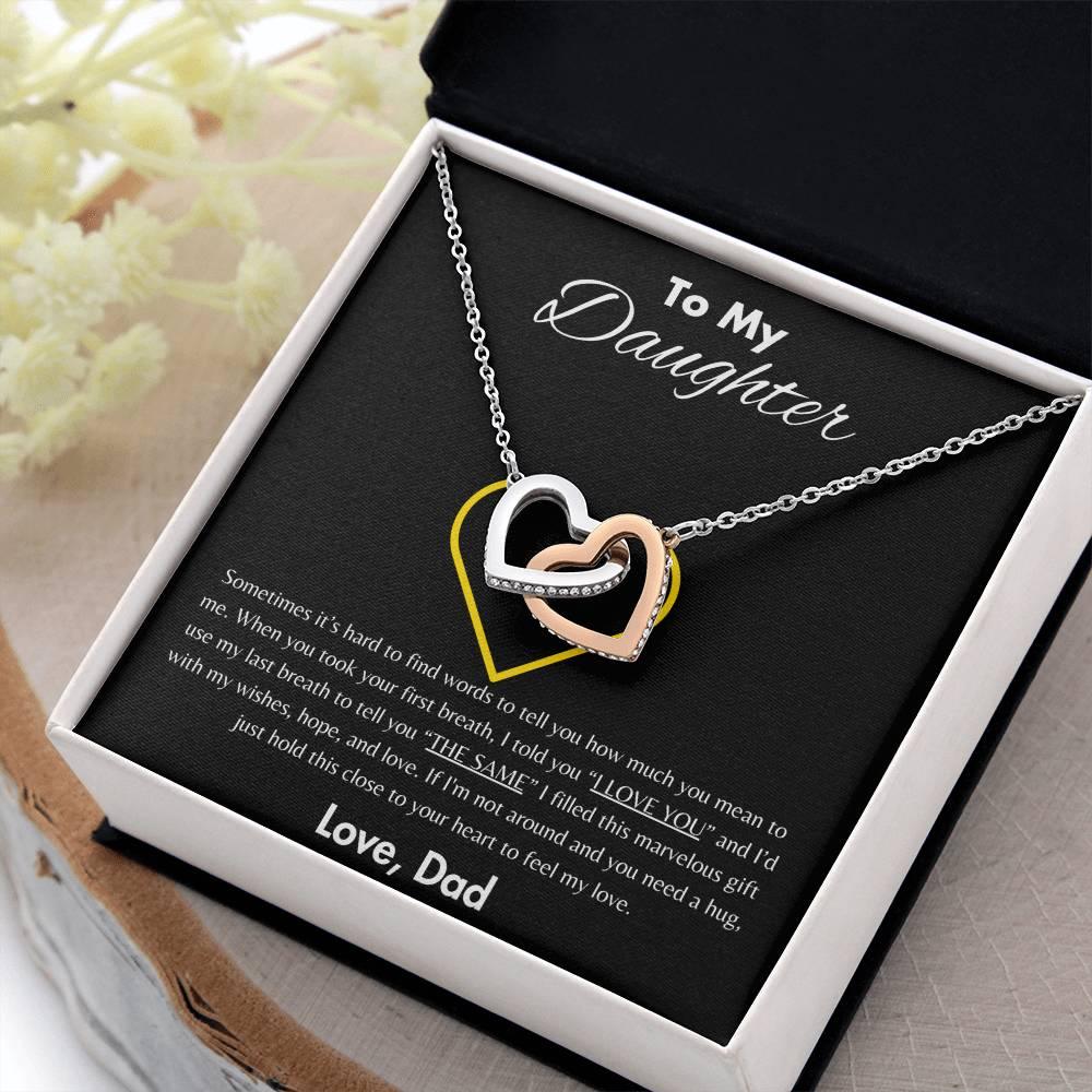 To My Daughter - Interlocking Hearts Necklace Gift Set - SLDDL0047 - Sunshine Letters Co