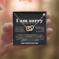 I am sorry - Interlocking Hearts Necklace - Apology Gift Set - SLDDL0129 - Sunshine Letters Co