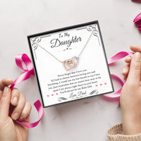 To My Daughter - Interlocking Hearts Necklace - Gift Set - SLDDL0100 - Sunshine Letters Co
