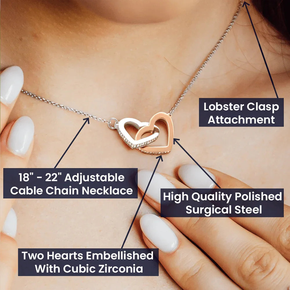 To My Daughter - Interlocking Hearts Necklace - Gift Set - SLDDL0083 - Sunshine Letters Co