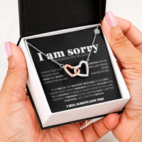 I am sorry - Interlocking Hearts Necklace - Apology Gift Set - SLDDL0129 - Sunshine Letters Co