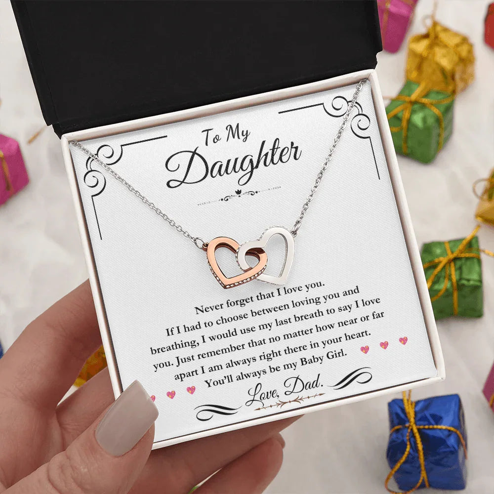 To My Daughter - Interlocking Hearts Necklace - Gift Set - SLDDL0100 - Sunshine Letters Co