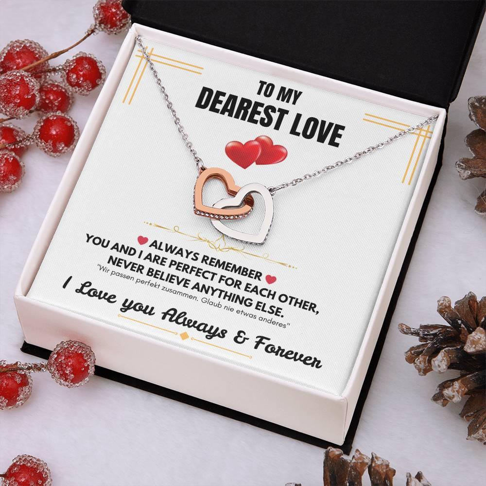 To My Dearest Love - Interlocking Hearts Necklace - Gift Set - SLDDL0061 - Sunshine Letters Co