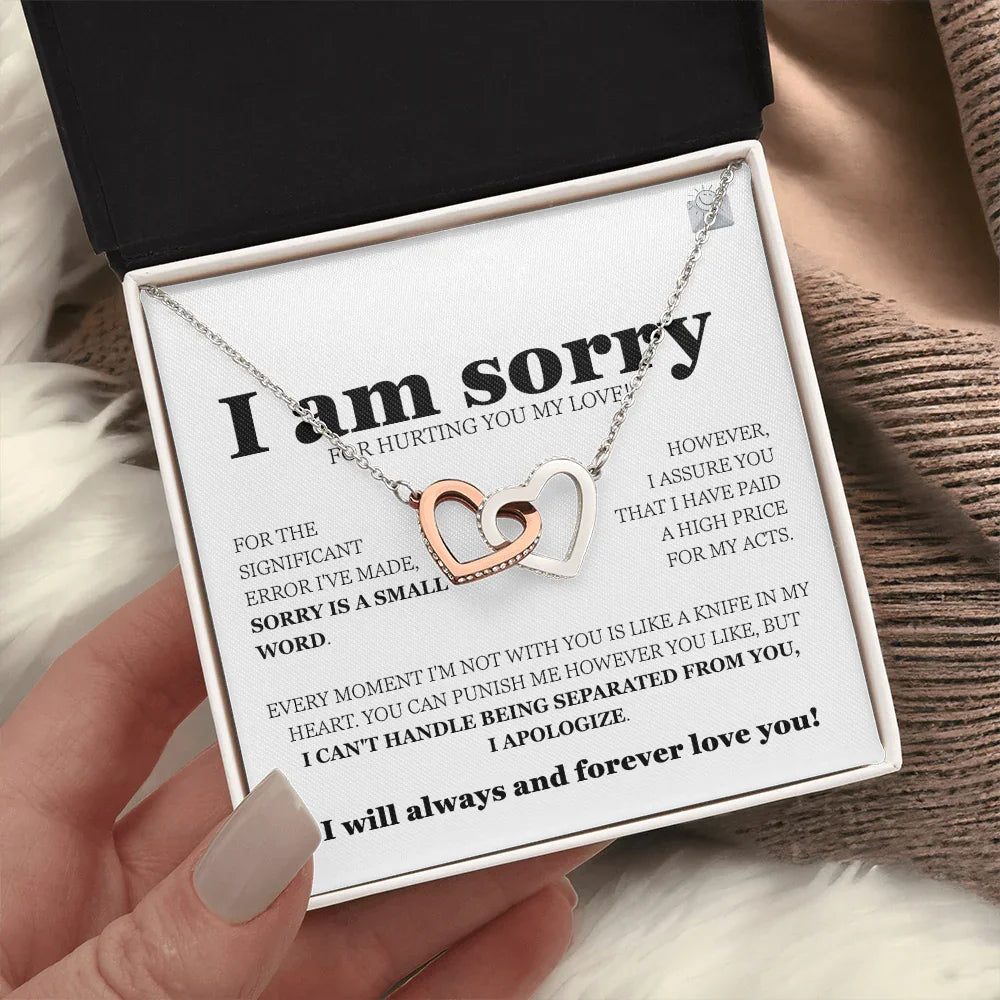 I am sorry - Interlocking Hearts Necklace - Gift Set - SLDDL0114 - Sunshine Letters Co