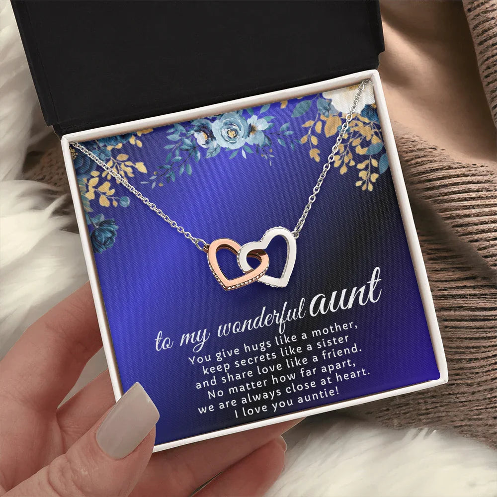 To My Wonderful Aunt - Interlocking Hearts Necklace - Gift Set - SLDDL0120 - Sunshine Letters Co