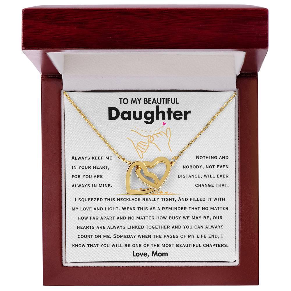 To My Beautiful Daughter - Interlocking Hearts Necklace Gift Set - SLDDL0046 - Sunshine Letters Co