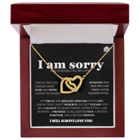 I am sorry - Interlocking Hearts Gold Necklace - Apology Gift Set - SLDDL0130 - Sunshine Letters Co