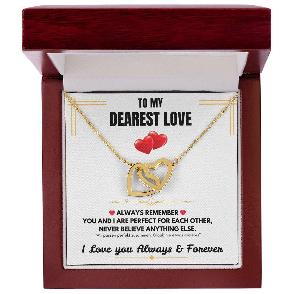 To My Dearest Love - Interlocking Hearts Necklace - Gift Set - SLDDL0061 - Sunshine Letters Co