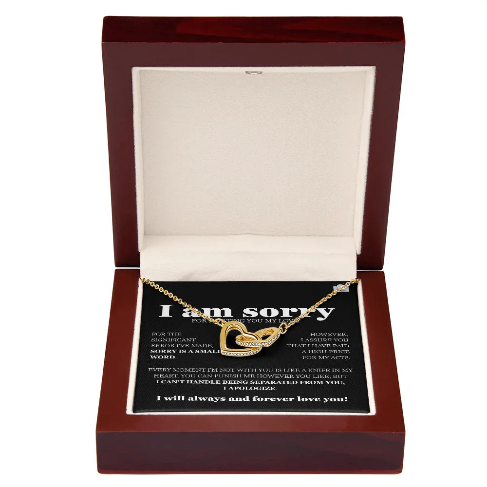 I am sorry - Interlocking Hearts Necklace - Gift Set - SLDDL0118 - Sunshine Letters Co