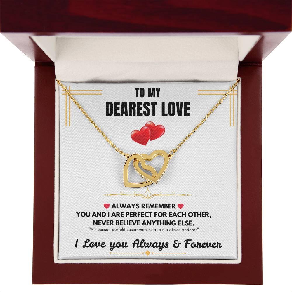 To My Dearest Love - Interlocking Hearts Necklace - Gift Set - SLDDL0061 - Sunshine Letters Co