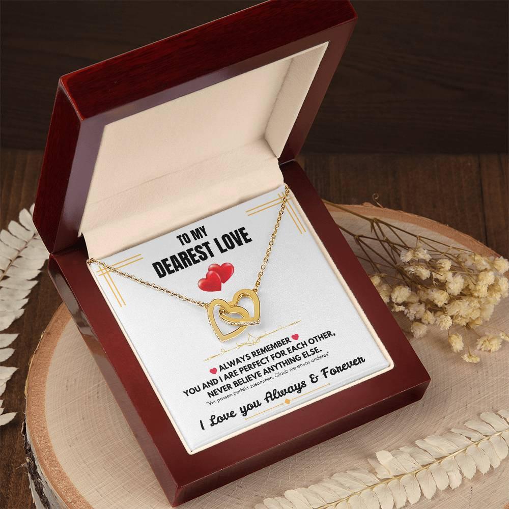 To My Dearest Love - Interlocking Hearts Necklace - Gift Set - SLDDL0061 - Sunshine Letters Co