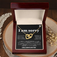 I am sorry - Interlocking Hearts Gold Necklace - Apology Gift Set - SLDDL0130 - Sunshine Letters Co