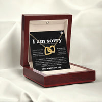 I am sorry - Interlocking Hearts Gold Necklace - Apology Gift Set - SLDDL0130 - Sunshine Letters Co
