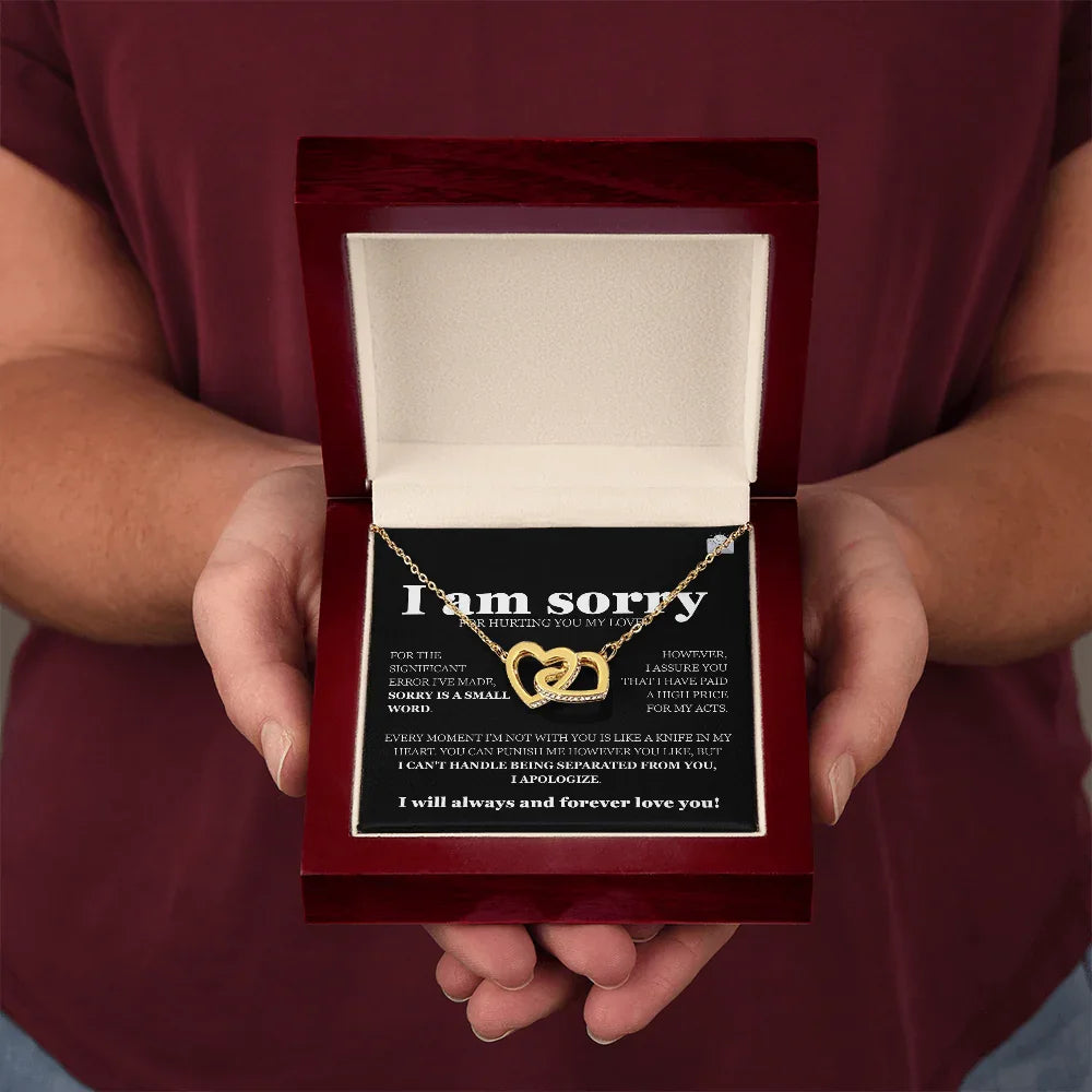 I am sorry - Interlocking Hearts Necklace - Gift Set - SLDDL0118 - Sunshine Letters Co