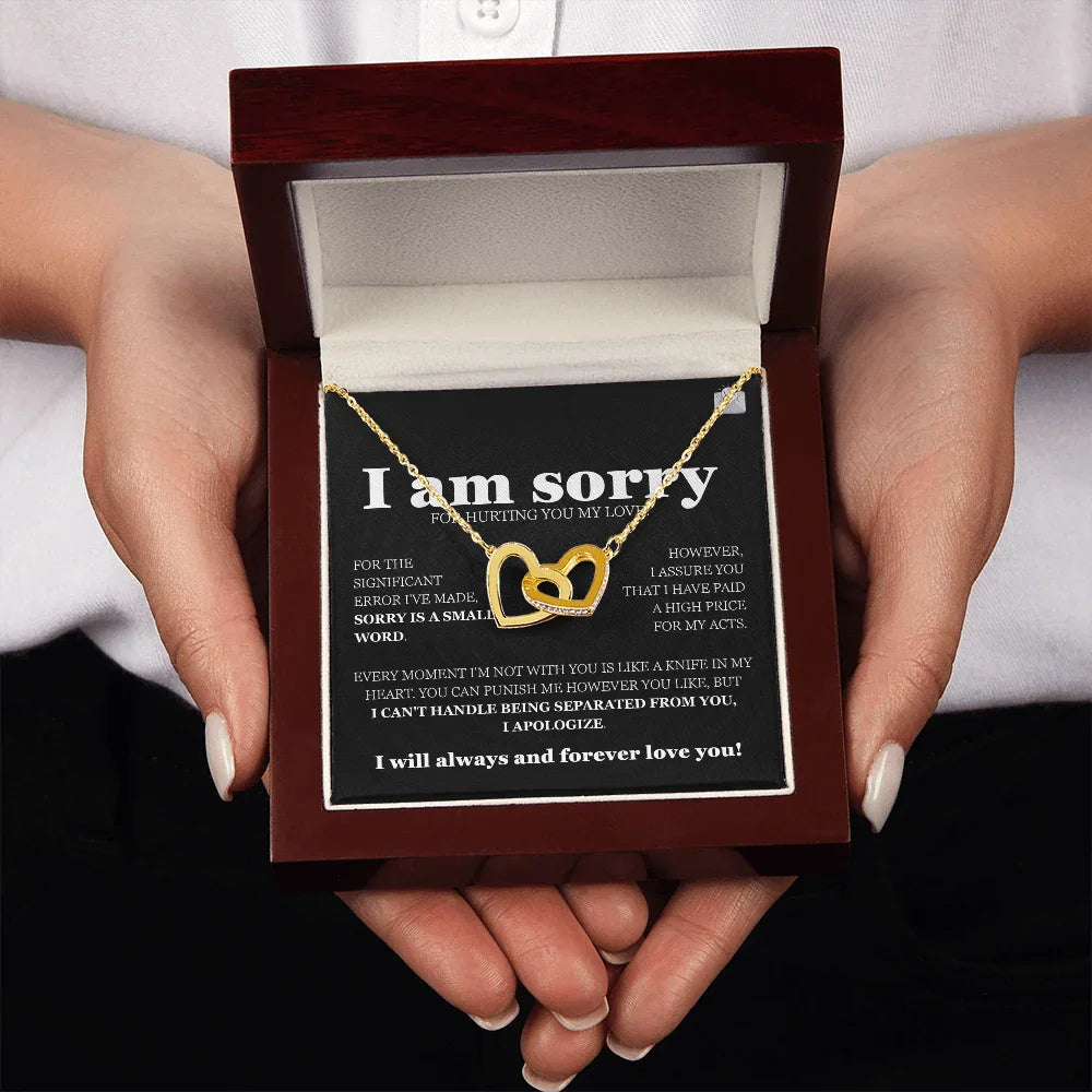I am sorry - Interlocking Hearts Necklace - Gift Set - SLDDL0118 - Sunshine Letters Co