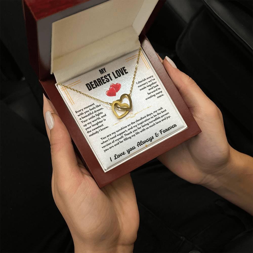 To My Dearest Love - Interlocking Hearts Necklace - Gift Set - SLDDL0059 - Sunshine Letters Co