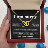 I am sorry - Interlocking Hearts Gold Necklace - Apology Gift Set - SLDDL0130 - Sunshine Letters Co